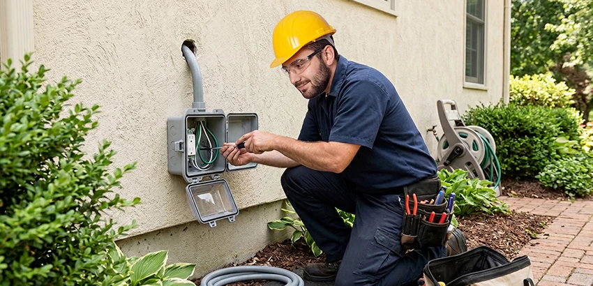 Outdoor Outlet Installation on Vinyl Siding in Alpharetta